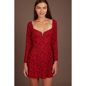 NWT REVOLVE BLUE LIFE Red Floral Print Coneja Mini Dress Size XS